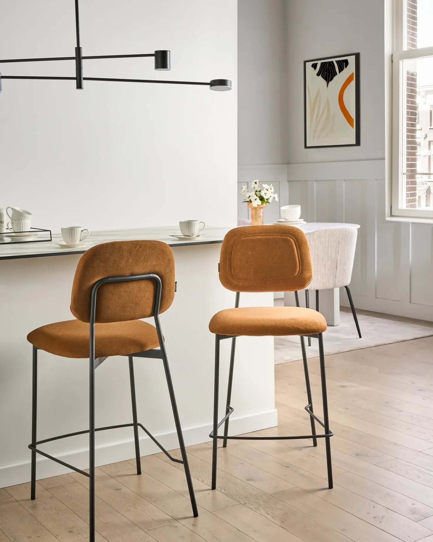 Set di 2 sedie alte DUETTE Velluto Marrone dorato