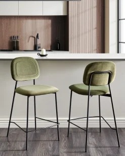 Set di 2 sedie alte DUETTE Velluto Verde oliva