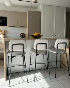 Set di 2 sedie alte DUETTE Lino sintetico Tortora