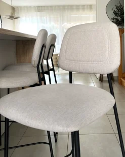 Set di 2 sedie alte DUETTE Lino sintetico Tortora