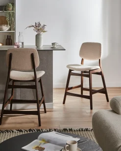 Set di 2 sedie alte ELAINE Bouclé Marrone/Beige chiaro