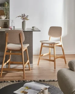 Set di 2 sedie alte ELAINE Bouclé Marrone chiaro/Beige