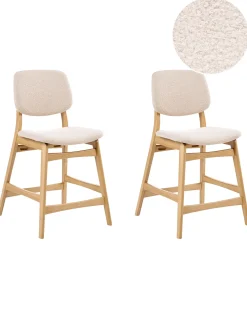 Set di 2 sedie alte ELAINE Bouclé Marrone chiaro/Beige