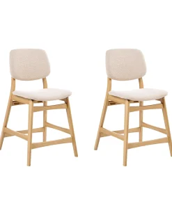 Set di 2 sedie alte ELAINE Bouclé Marrone chiaro/Beige