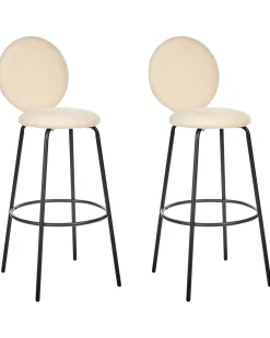 Set di 2 sedie alte EMERY Bouclé Beige chiaro