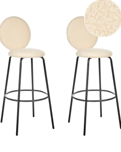 Set di 2 sedie alte EMERY Bouclé Beige chiaro