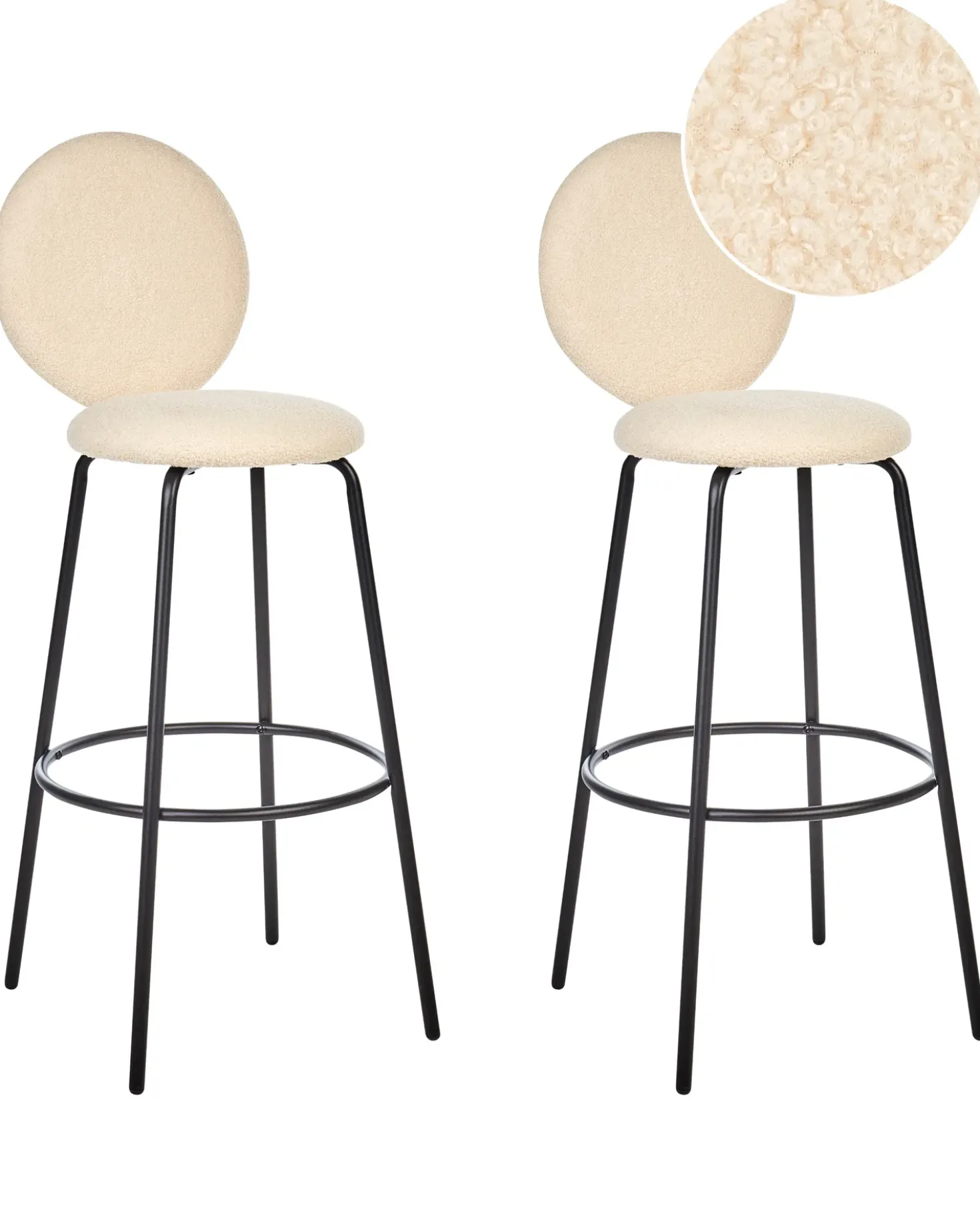 Set di 2 sedie alte EMERY Bouclé Beige chiaro
