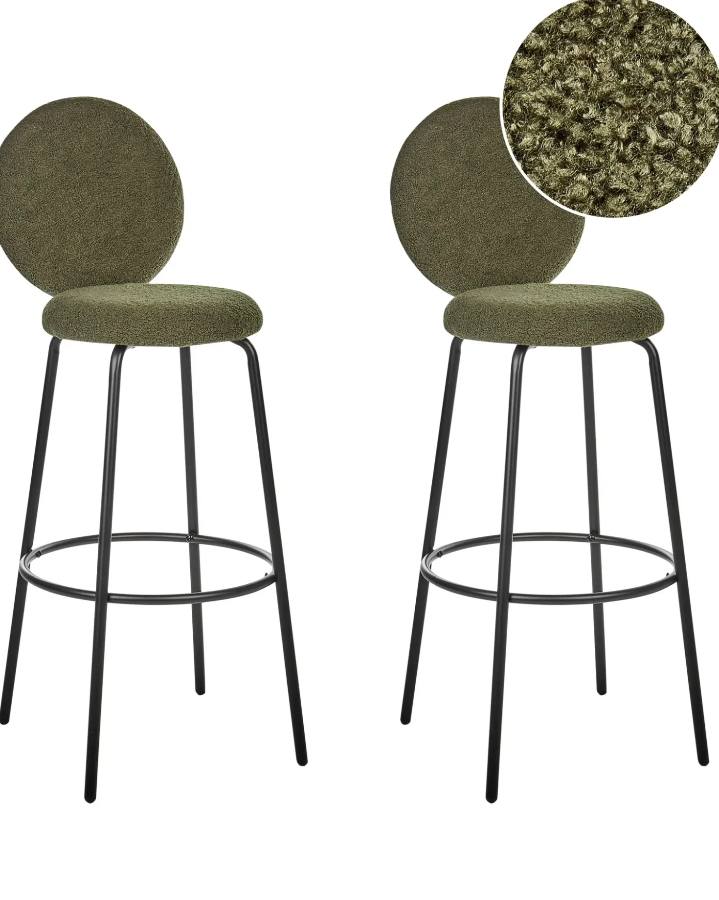 Set di 2 sedie alte EMERY Bouclé Verde scuro