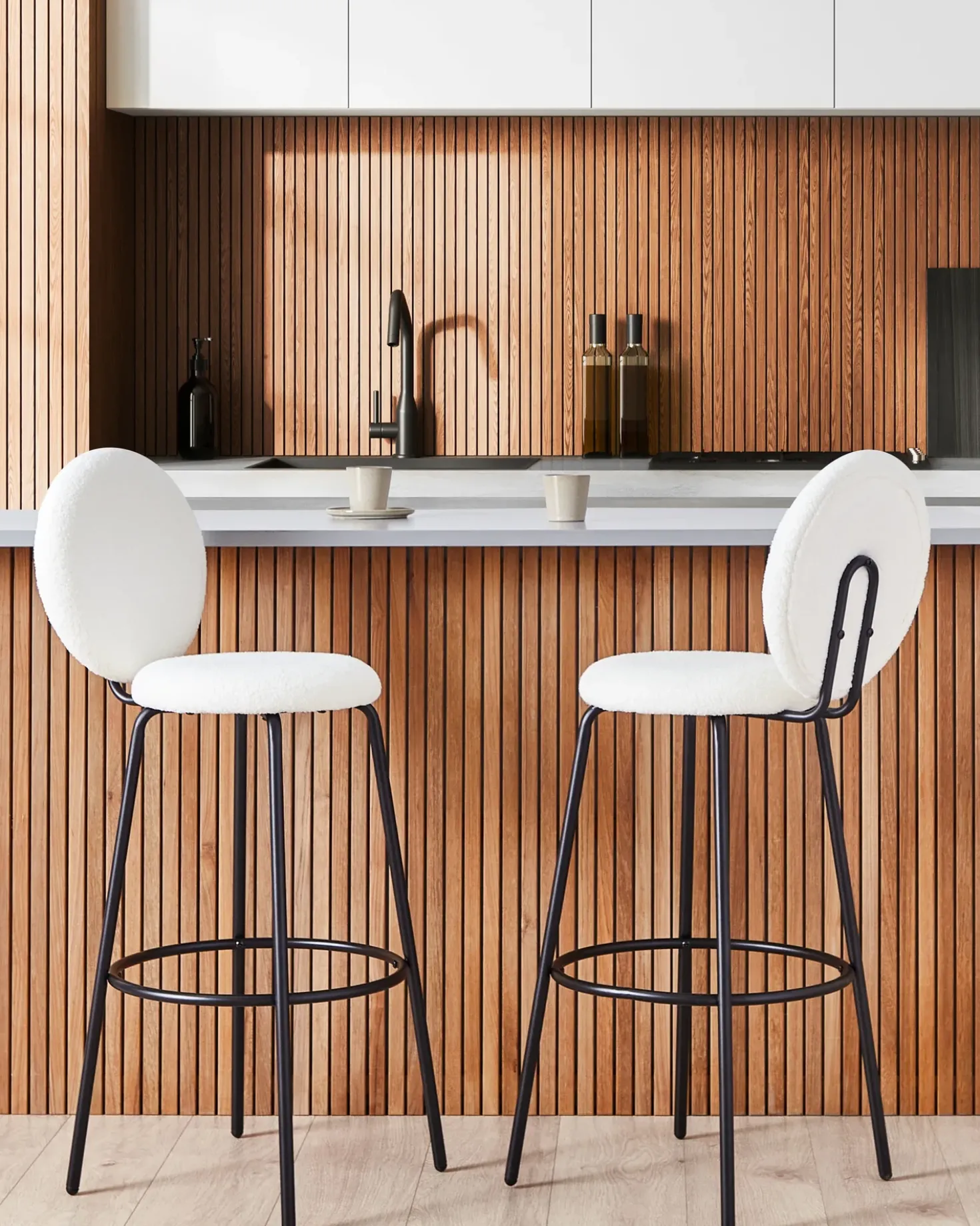 Set di 2 sedie alte EMERY Bouclé Bianco