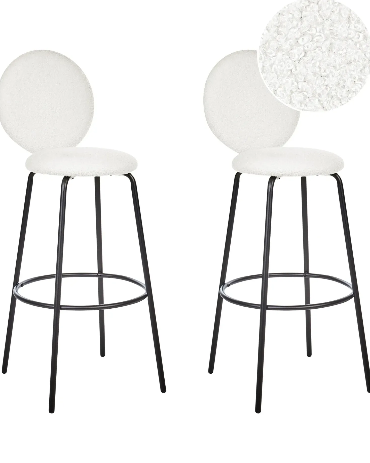 Set di 2 sedie alte EMERY Bouclé Bianco