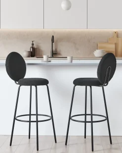 Set di 2 sedie alte EMERY Bouclé Nero