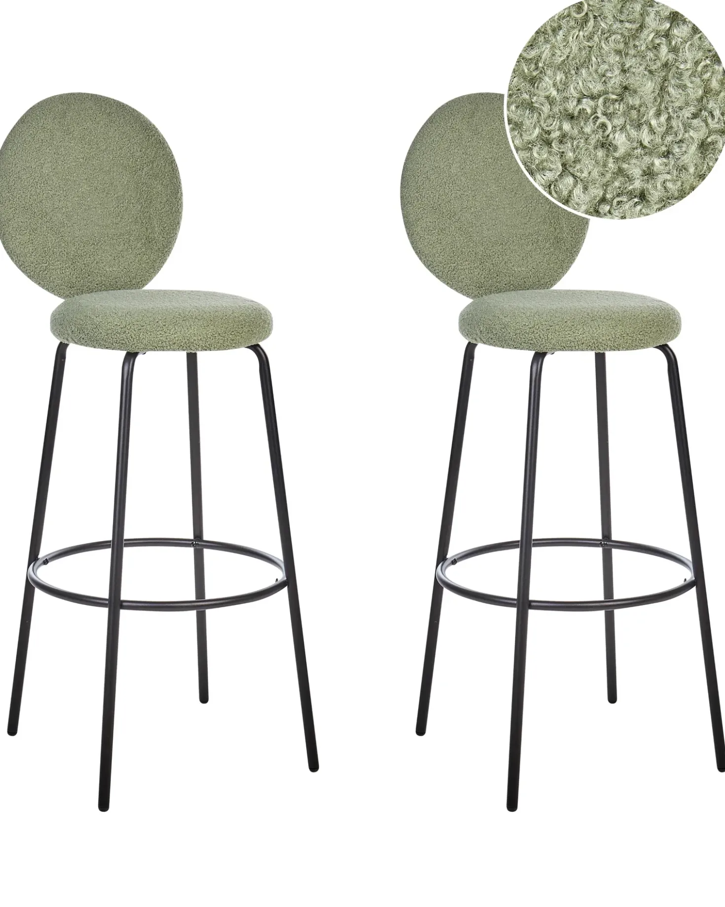 Set di 2 sedie alte EMERY Bouclé Verde chiaro