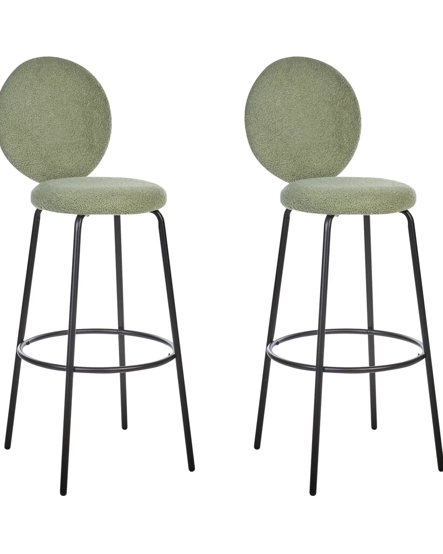 Set di 2 sedie alte EMERY Bouclé Verde chiaro