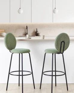 Set di 2 sedie alte EMERY Bouclé Verde chiaro