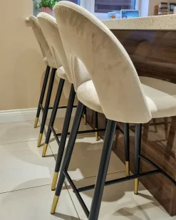 Set di 2 sedie alte FALTON Velluto Beige