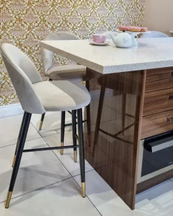Set di 2 sedie alte FALTON Velluto Beige
