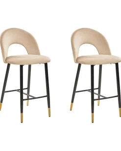 Set di 2 sedie alte FALTON Velluto Beige