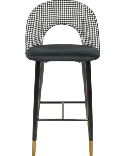 Set di 2 sedie alte FALTON Velluto Nero/Bianco