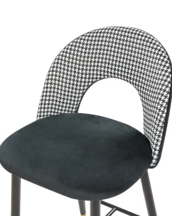 Set di 2 sedie alte FALTON Velluto Nero/Bianco