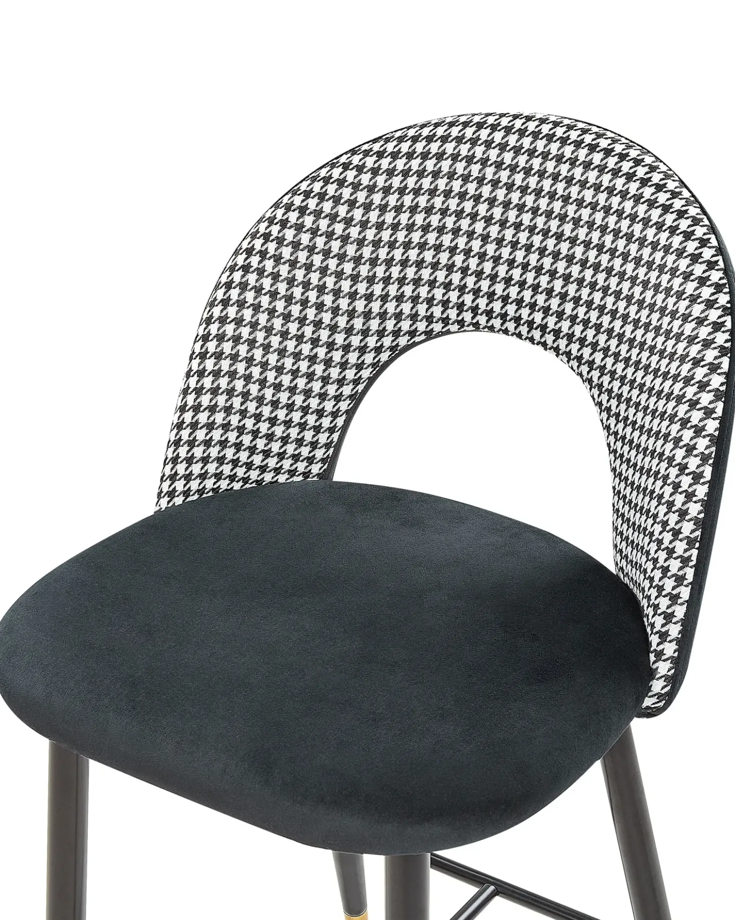 Set di 2 sedie alte FALTON Velluto Nero/Bianco