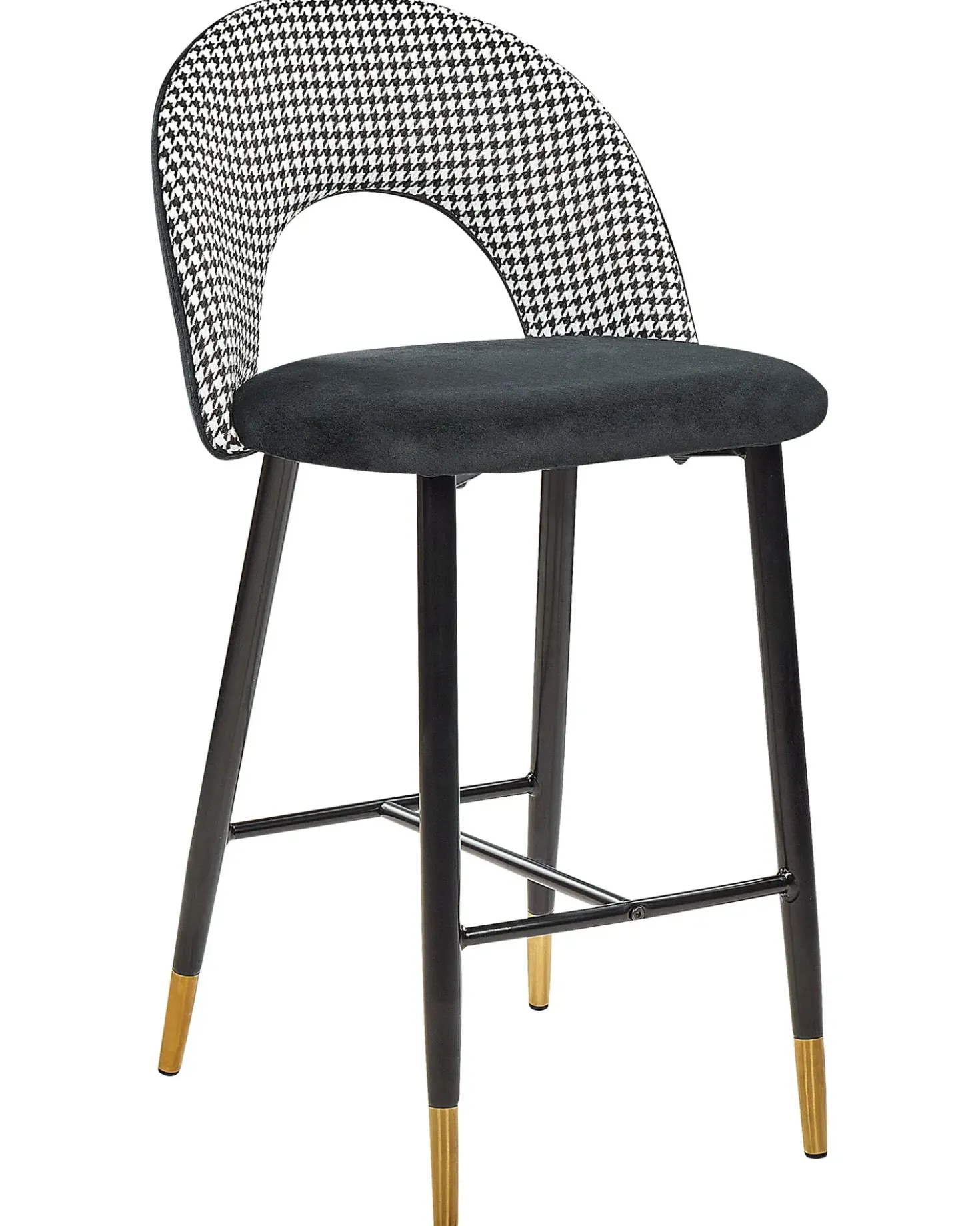 Set di 2 sedie alte FALTON Velluto Nero/Bianco