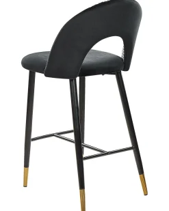 Set di 2 sedie alte FALTON Velluto Nero/Bianco