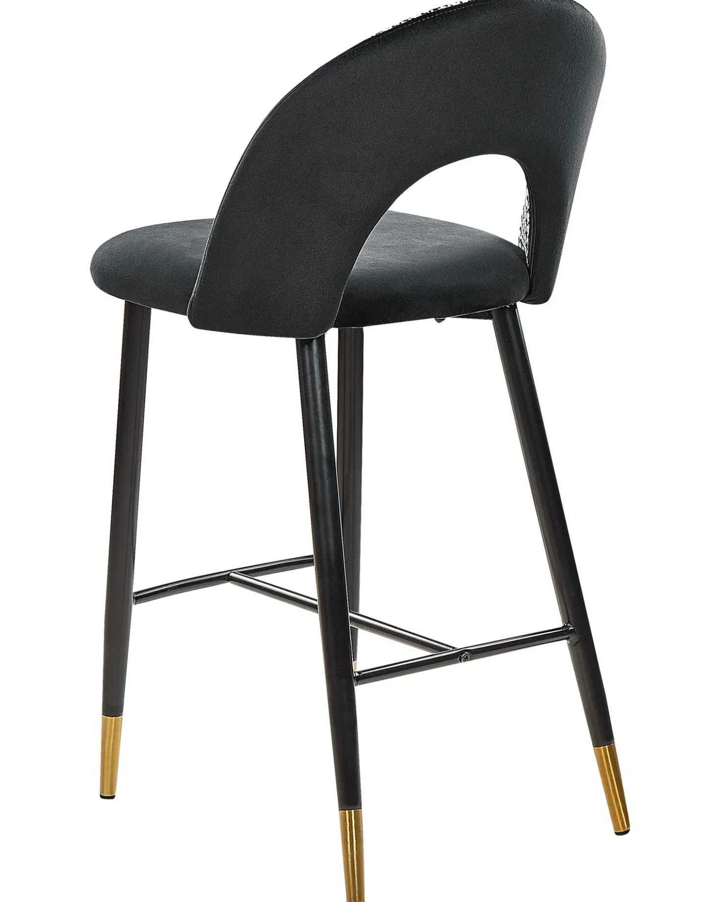 Set di 2 sedie alte FALTON Velluto Nero/Bianco