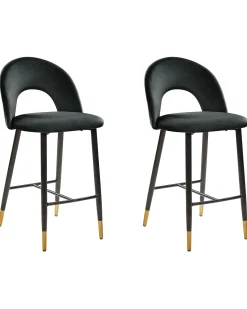 Set di 2 sedie alte FALTON Velluto Nero