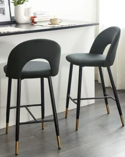 Set di 2 sedie alte FALTON Velluto Nero