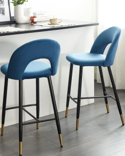 Set di 2 sedie alte FALTON Velluto Blu