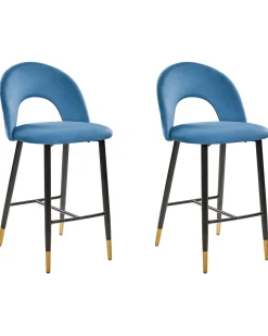 Set di 2 sedie alte FALTON Velluto Blu