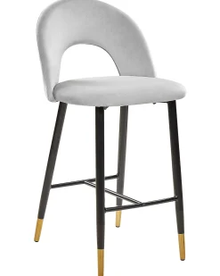 Set di 2 sedie alte FALTON Velluto Grigio