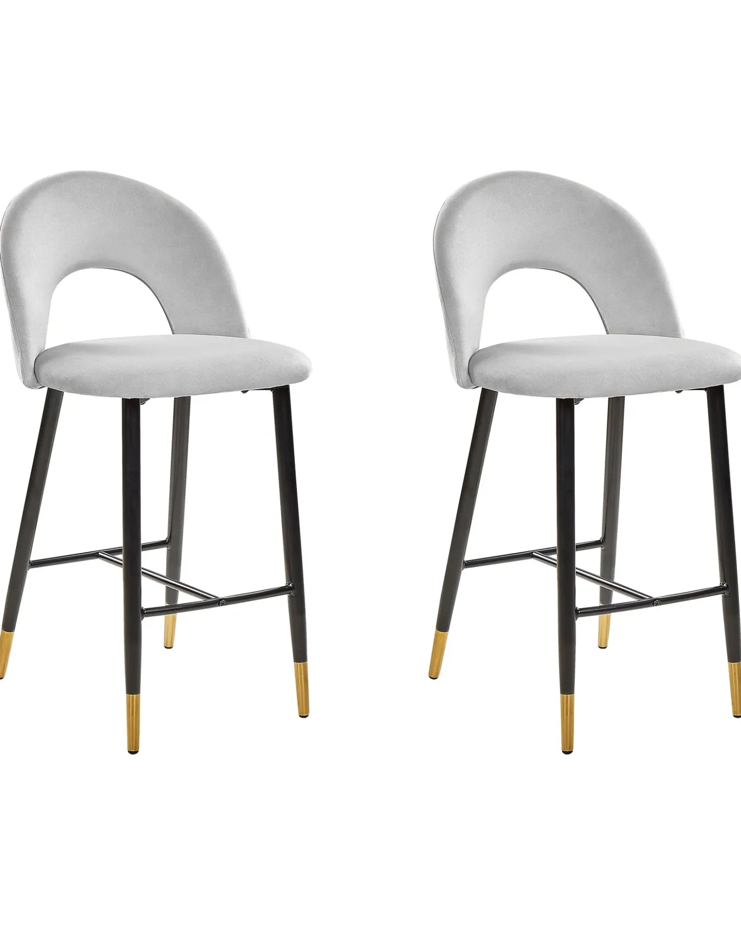 Set di 2 sedie alte FALTON Velluto Grigio