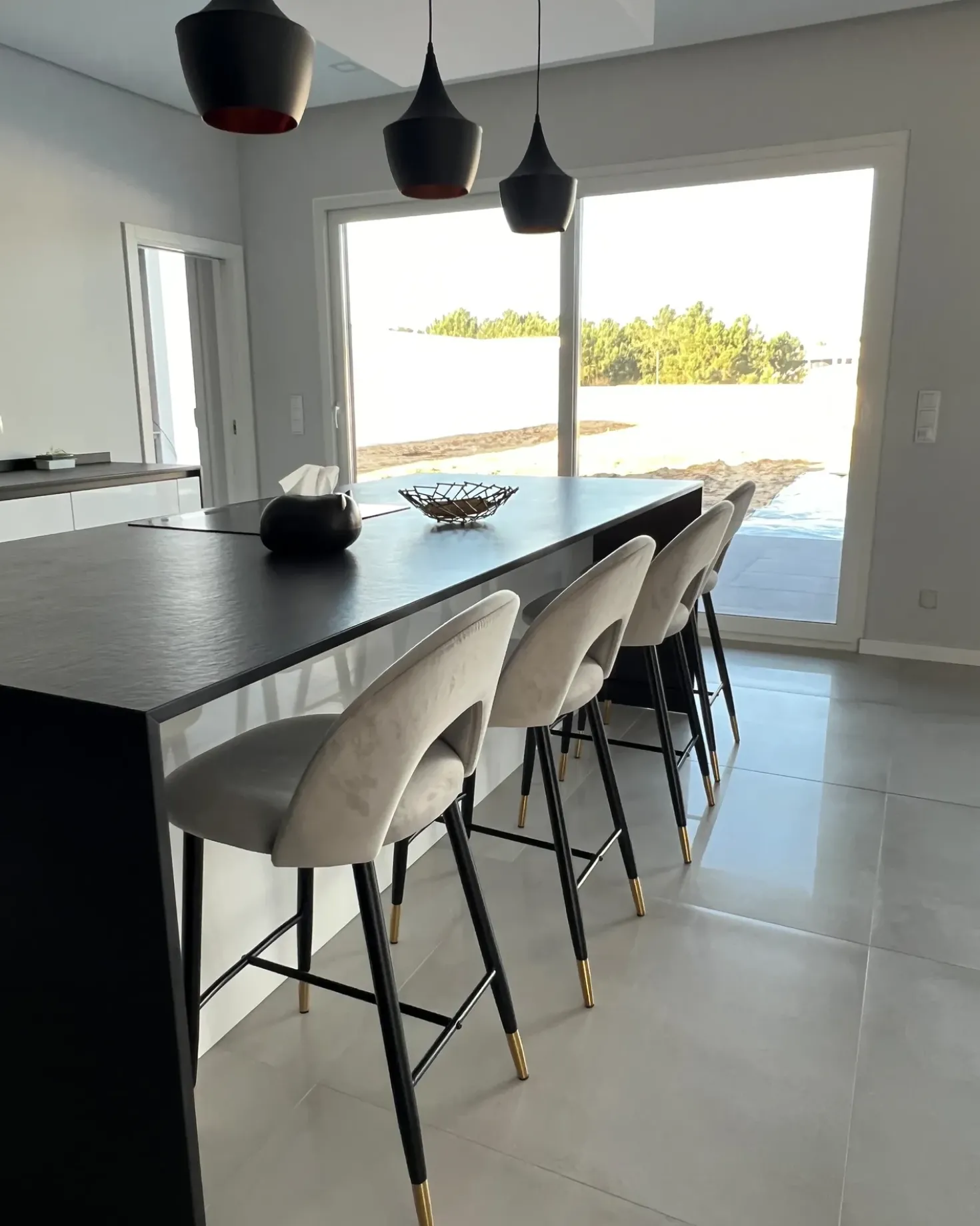 Set di 2 sedie alte FALTON Velluto Grigio