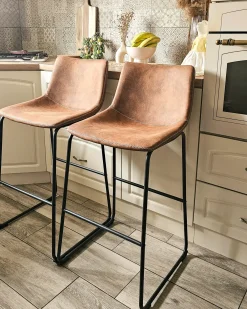 Set di 2 sedie alte FRANKS Marrone dorato