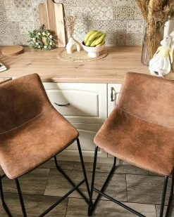 Set di 2 sedie alte FRANKS Marrone dorato