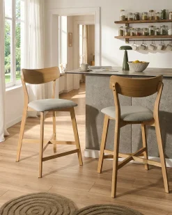 Set di 2 sedie alte HOPE Legno Marrone chiaro/Grigio