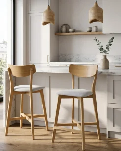 Set di 2 sedie alte HOPE Legno Marrone chiaro/Grigio