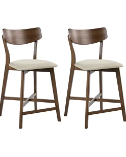 Set di 2 sedie alte HOPE Legno Marrone/Beige