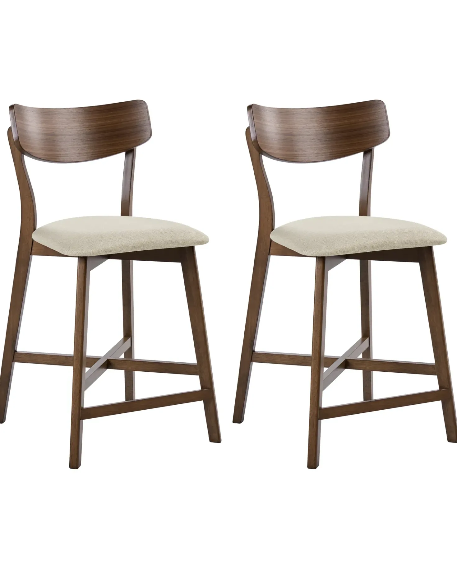 Set di 2 sedie alte HOPE Legno Marrone/Beige