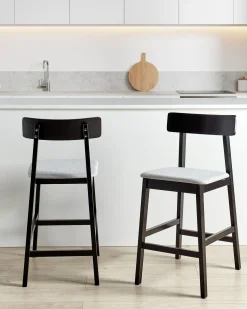 Set di 2 sedie alte ISANTI Legno Nero/Grigio