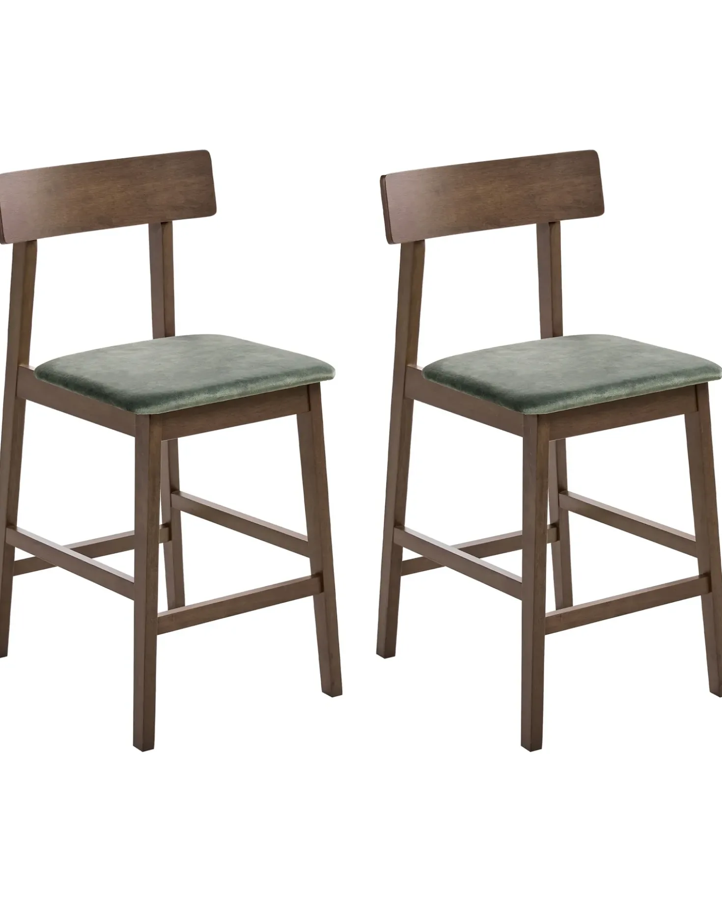 Set di 2 sedie alte ISANTI Legno Marrone scuro/Verde