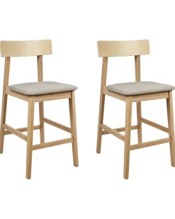 Set di 2 sedie alte ISANTI Legno Marrone chiaro/Tortora