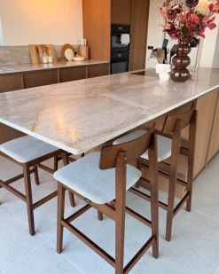 Set di 2 sedie alte ISANTI Legno Marrone scuro/Tortora