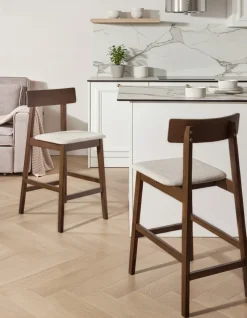 Set di 2 sedie alte ISANTI Legno Marrone scuro/Tortora