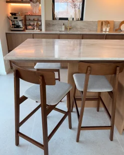 Set di 2 sedie alte ISANTI Legno Marrone scuro/Tortora