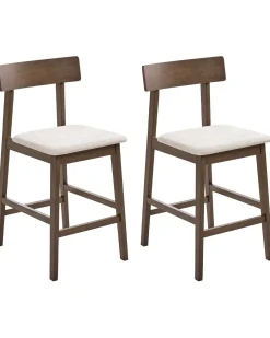 Set di 2 sedie alte ISANTI Legno Marrone scuro/Tortora