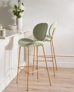 Set di 2 sedie alte LUANA Bouclé Verde chiaro
