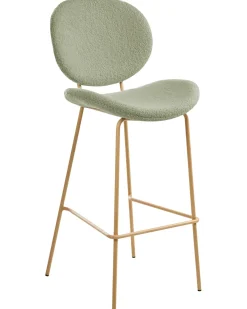 Set di 2 sedie alte LUANA Bouclé Verde chiaro