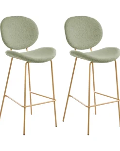 Set di 2 sedie alte LUANA Bouclé Verde chiaro